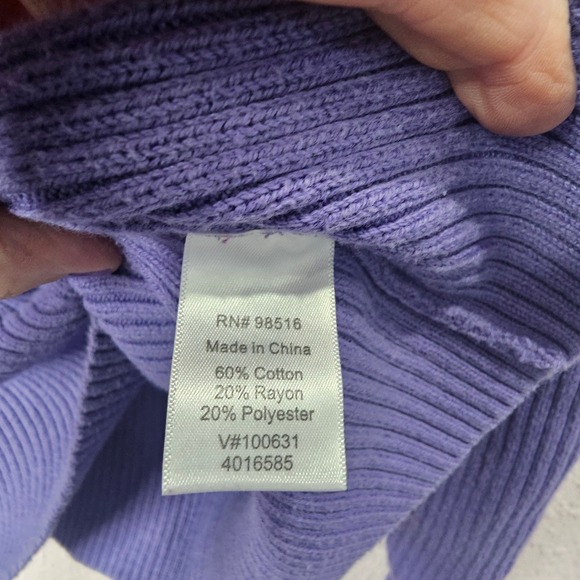 Coldwater Creek Women's Purple V-Neck Ribbed Long Sleeve Sweater Plus Size 2X - Picture 5 of 7